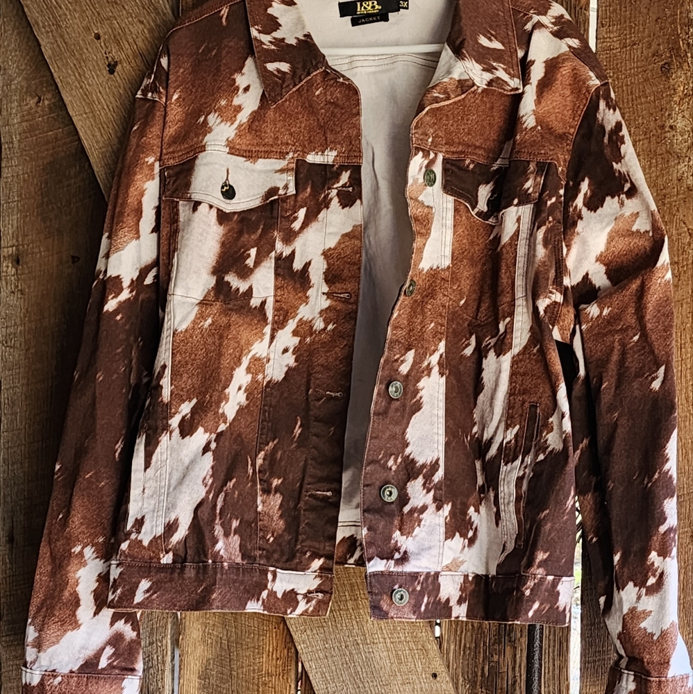 Brown and White Cow Print Jacket